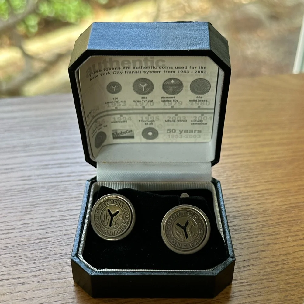 Antique Token Cufflinks from the New York Transit Museum in Original Box and COA